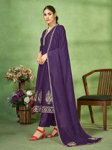 Lo último en seda romana pesada con trabajo de bordado Kurti con pantalón con trabajo de bordado de organza pesado Dupatta - Product Image 6