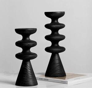 Short wooden candle holder suitable for compact spaces offering subtle glow uplifting room <b>mood</b> effortlessly anytime - Product Image 2