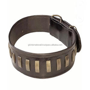 Collar de perro de cuero genuino marrón acolchado suave precio al por mayor hecho a medida con costuras de borde fuerte y herrajes de latón ajustables - Product Image 6