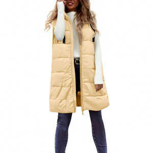 Gilet d'hiver unisexe sans manches 100% polyester, col montant, 90% duvet de canard, veste longue matelassée à capuche, style streetwear - Product Image 3
