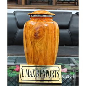 Urnas de cremación para adultos de aluminio con textura de madera para cenizas humanas con bolsa de terciopelo gratis, precio al por mayor - Product Image 1