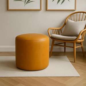 Puf de Cuero Marroquí Hecho a Mano, Otomana Tradicional Artesanal, Decoración del Hogar, Asiento Boho para Sala de Estar - Product Image 1