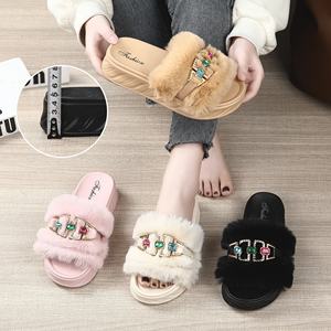 Récolte de haute qualité mode fourrure chaussures pour femmes tongs maison pantoufles dames chaussures classiques - Product Image 2