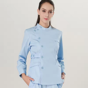 Woman Long Sleeve <b>Scrub</b> <b>Top</b> Uniforms with Collar Button Closure Uniforms for Work - Product Image 2
