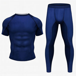 Ensemble Rash Guard Jiu Jitsu Personnalisé à Séchage Rapide et Respirant avec Logo Sérigraphié sur le Devant pour Hommes Manches Longues - Product Image 4