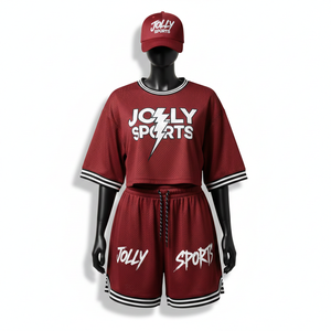 Ensemble short de basketball pour femmes, tissu en maille polyester respirant 180 GSM, couleur marron, panneau côtelé, logo personnalisé, ensembles pour femmes 100% coton - Product Image 6