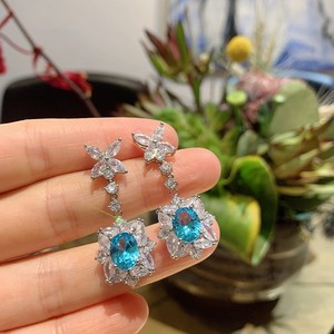 Luxury 18K Gold Drop <b>Earrings</b> VVS Moissanite Marquise Cut Blue Diamond <b>Pearl</b> 925 <b>Sterling</b> <b>Silver</b> for Women Wedding Party Gifts - Product Image 3