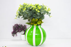 Jarrones de mesa con patrón forrado de dos tonos, diseños antiguos recubiertos de polvo de Metal, jarrones de decoración de boda con forma de bola Premium - Product Image 3