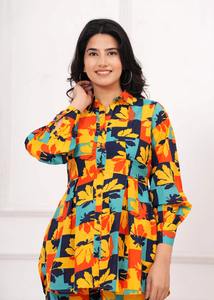 Vente chaude été adapté aux femmes vêtements décontracté imprimé deux pièces ensemble cordons ensemble haut bas tenue - Product Image 2