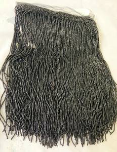 2 yards black heavy bead Fringe <b>trim</b> for haute couture, seed bead fringe <b>tassel</b>, seed beads fringe - Product Image 1