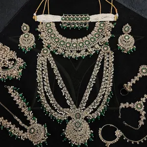 Ronde Vorm Steen Mehendi Polish Clusterparels Fancy Stijl Accessoires Vrouwen Antieke Sieraden Sieraden Sets Antieke Dulhan Set - Product Image 1