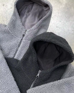 เสื้อแจ็กเก็ตขนแกะมีฮู้ดสำหรับผู้ชายเสื้อนินจาแบบหนาซิปครึ่ง - Product Image 5