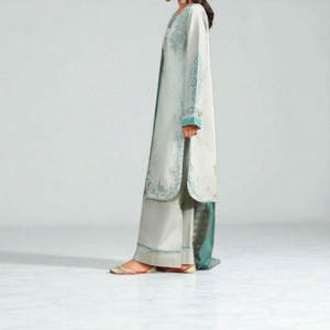 Traje elegante para mujer listo para usar traje casual con bordado Kurta largo y pantalones con Dupatta Ropa Étnica tradicional - Product Image 2