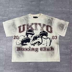 Camiseta Formal de Algodón 100% Tejida Estilo Streetwear, Lavado Ácido, Diseño Gráfico Personalizado, Oversize Vintage, Nueva Llegada - Product Image 1