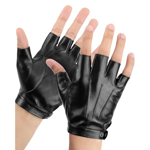 Premium Soft Leather Fingerless Driving Gloves Custom Luxury Men Fashion Bike Cruiser Motorcycle Half Cut Hand Protection Gloves - Product Image 1
