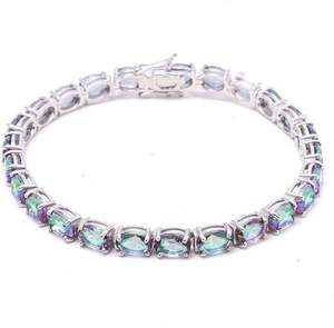 Bracelet pour femme en topaze mystique naturelle, cadeau de mariage, anniversaire, Noël, bijoux faits à la main, bracelet en argent sterling 925 - Product Image 3