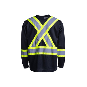 2026 Customizable Hi Vis Long Sleeve Shirt for Men 100% Cotton Breathable <b>Reflective</b> <b>Top</b> with Customizable Logo - Product Image 4