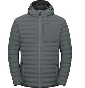 Veste matelassée pour homme de haute qualité 2025, vêtements d'hiver à capuche, en nylon polyester noir, prix de gros avec poches - Product Image 1