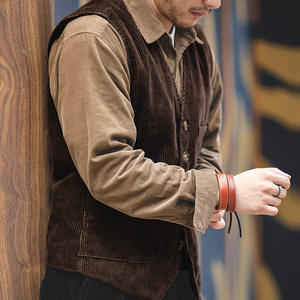 Chaleco de pana clásico a prueba de viento para hombre, diseño de logotipo personalizado, chaleco genuino, vendedor superior, ropa exterior para la temporada de invierno a la venta - Product Image 2