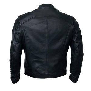 Blouson en cuir de motard personnalisé à faible MOQ, blouson en cuir de moto noir tendance pour adultes - Product Image 6