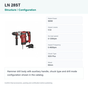 Linoon LN 28ST สว่านเจาะกระแทกไฟฟ้าขนาด30มม. SDS PLUS 900W 220V/240V เครื่องมือไฟฟ้าผลิตในอุตสาหกรรม - Product Image 2