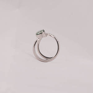 Green Round Cut Lab Grown Diamond Bypass Engagement Ring Tiny Round Lab Created Diamond Ring 18KT <b>Solid</b> White Gold Diamond Ring - Product Image 5