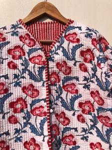 Chaqueta Acolchada de Algodón con Estampado en Bloques, Hecha a Mano, Estilo Boho, Abrigo para Mujer, Pedidos al por Mayor - Product Image 4