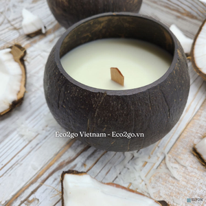 Ensemble de bols à bougies en bambou naturel écologique et de bougies en coquille de noix de coco pour les fêtes, fabriqué au Vietnam - Product Image 5
