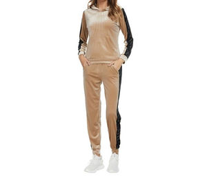Ensemble survêtement personnalisé pour femmes en velours 2 pièces, sweat-shirt à capuche, haut, pantalon de jogging droit, ensemble de survêtement - Product Image 1