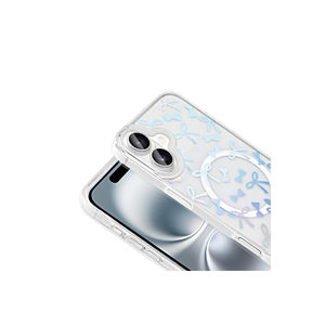 Coque rigide transparente magnétique M-Safe pour iPhone 16 Plus, motif mignon Zore Folk Daisy, protection élégante, style Ins Plus - Product Image 4