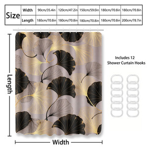 Custom Printed Waterproof Shower Shower <b>Curtain</b> for Bathroom Waterproof Polyester with <b>Hooks</b> - Product Image 4