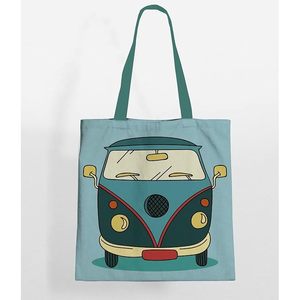 Sacs fourre-tout en toile de coton à motif dessin animé Carvaan avec logo imprimé DTF, couleur bleue, sacs cadeaux lifestyle en toile de coton - Product Image 4