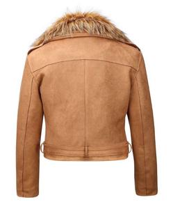New Bellivera Women's Genuine <b>Sheepskin</b> Leather Jacket Faux Fur Suede with Sherpa Lining Overcoat Removable Breathable Feature - Product Image 1