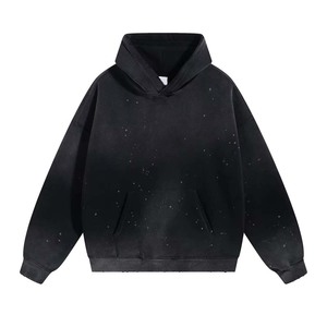 Jersey de peso pesado de alta calidad, lavado ácido, angustia, logotipo propio personalizado, Sudadera con capucha de felpa francesa de gran tamaño para hombres - Product Image 5