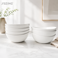 Bol en céramique blanc en forme de bateau, prix d'usine, bord incurvé moderne, bol à soupe et à salade en porcelaine pour restaurant, vente en gros