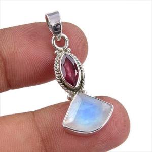 Colgante de piedra lunar de Plata de Ley 925, joyería hecha a mano, colgante de estilo bohemio de plata, joyería para mujer, regalo de boda para - Product Image 2