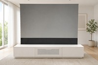 Smart Linkage Weißer Rechtwinkliger Laser-TV-Schrank Motorisierter Bodenaufsteigender CBSP ALR Bildschirm Combo 92-150 Zoll 16:9 Heimkino