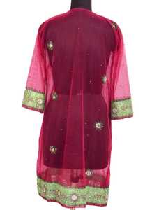 Old Boho Kimono Attractive Embroidered Long Unique Dress for Her Heavy Embroidery with <b>Sequins</b> Beads and Buttons - Product Image 4