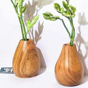 Vase porte-fleurs en bois fait à la main Design naturel pour décor de bureau à domicile Style minimaliste idéal pour les plantes d'intérieur et les cadeaux - Product Image 6