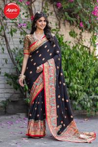 Mujer Pashmina-Impreso Dola Seda Saree" - Product Image 4