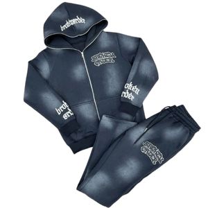 เสื้อฮู้ดดี้ทรงบ็อกซี่พิมพ์ลายดิจิทัล แต่งขอบดิบ ปักลาย  ผ้าฟลีซซิปยาว  ทรงหลวมไหล่ตก สไตล์วินเทจ สำหรับผู้ชาย ฤดูหนาว - Product Image 3