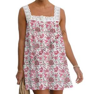 Bohemian Floral Print <b>Dress</b> For Spring/Summer Casual Wear Street Style Block Printing Logo On Back Girl's Everyday Tank <b>Dress</b> - Product Image 6