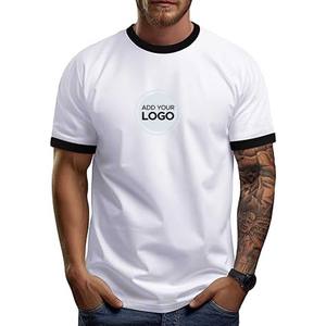 Mens Ringer T Shirts Cooling Summer Tee Shirt Short Sleeve Crewneck Tee Cotton Lightweight Casual Custom Logo T Shirts - Product Image 1