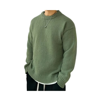 Pull-over décontracté pour homme en tricot uni respirant à manches longues et col rond, mode automne-hiver, chaud, avec logo BD sur le devant