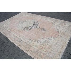 Tapis turc vintage 6,9x10,5 pi (211x320 cm), tapis persan rose - Product Image 2