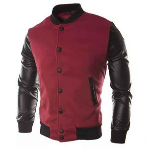 Veste d'université pour hommes grande taille en gros col montant avec logo avant veste de baseball Letterman unie pour hommes en gros - Product Image 6