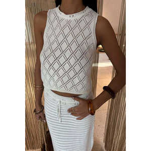 Ensemble en tricot ajouré respirant avec détail croisé dans le dos 10097 - Product Image 2