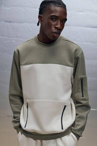 Sudaderas de cuello redondo con bloque de Color y logotipo personalizado de alta calidad para hombre, sudaderas transpirables de lana de algodón 100%, sudaderas cálidas de invierno - Product Image 4