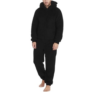 Combinaison formelle à capuche pour hommes hiver chaud polaire 100% coton 400GSM combishort survêtement survêtement ensemble barboteuse survêtement fermeture éclair - Product Image 2