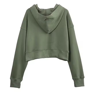 Conjunto de Sudadera con Capucha Corta y Estampada para Mujer, Estilo Informal, Tejido de Punto, Ropa de Calle - Product Image 2